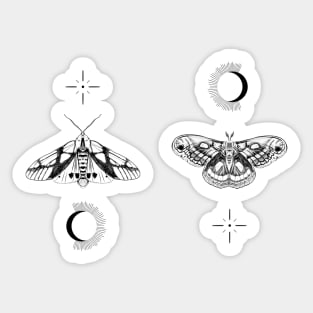 Moths with moon and sun Sticker